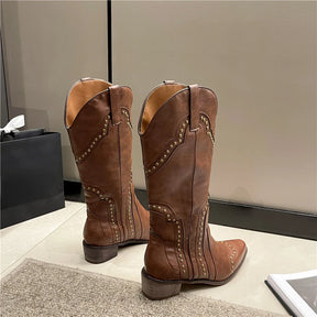 Bota Feminina Marrom Cano Alto Couro